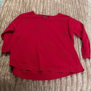 Red Sweater with Apple Design